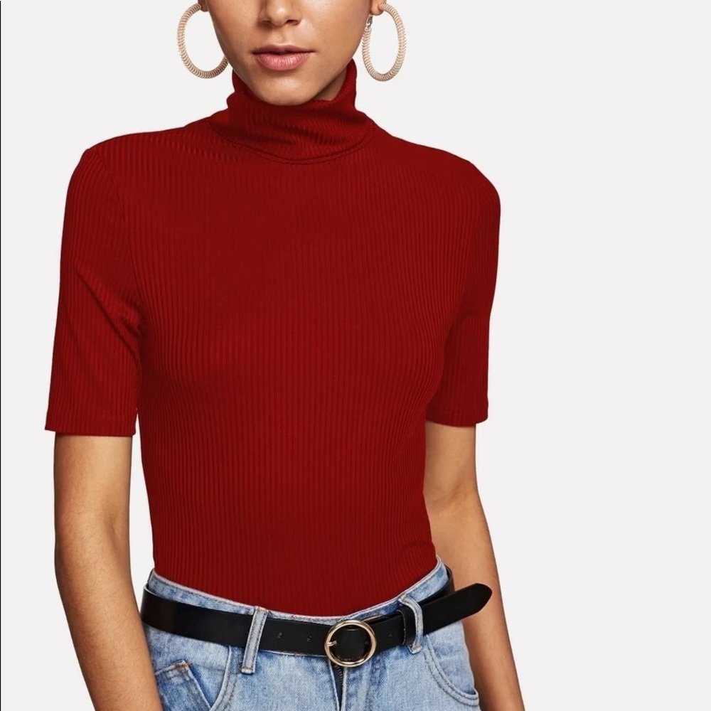 NWOT High Neck Rib Knit Shirt